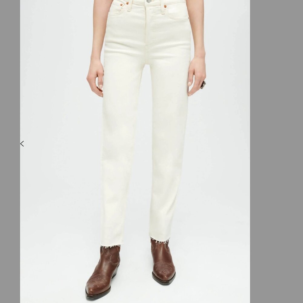 Re/Done Jeans COMFORT STRETCH HIGH RISE STOVE PIPE VINTAGE WHITE